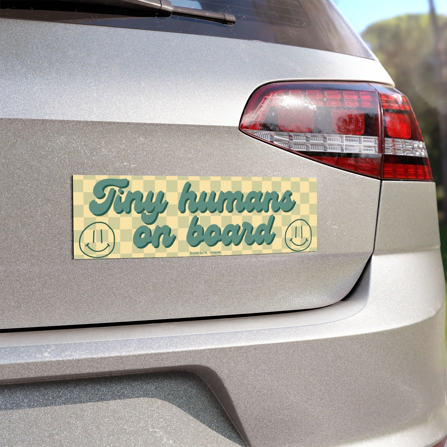 “Tiny Humans On Board” - Checker Bumper Magnet