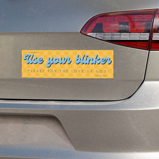 "Use Your Blinker" - Checkered Bumper Magnet