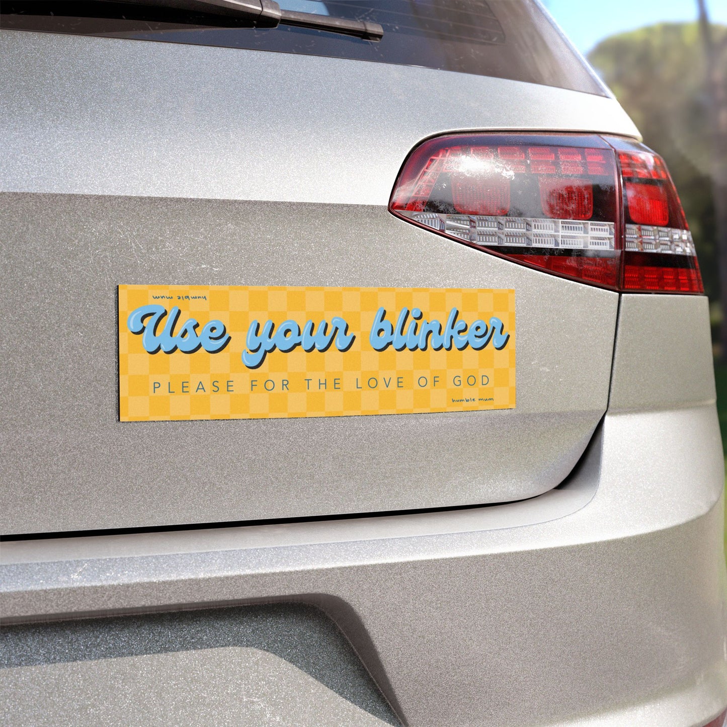 "Use Your Blinker" - Checkered Bumper Magnet