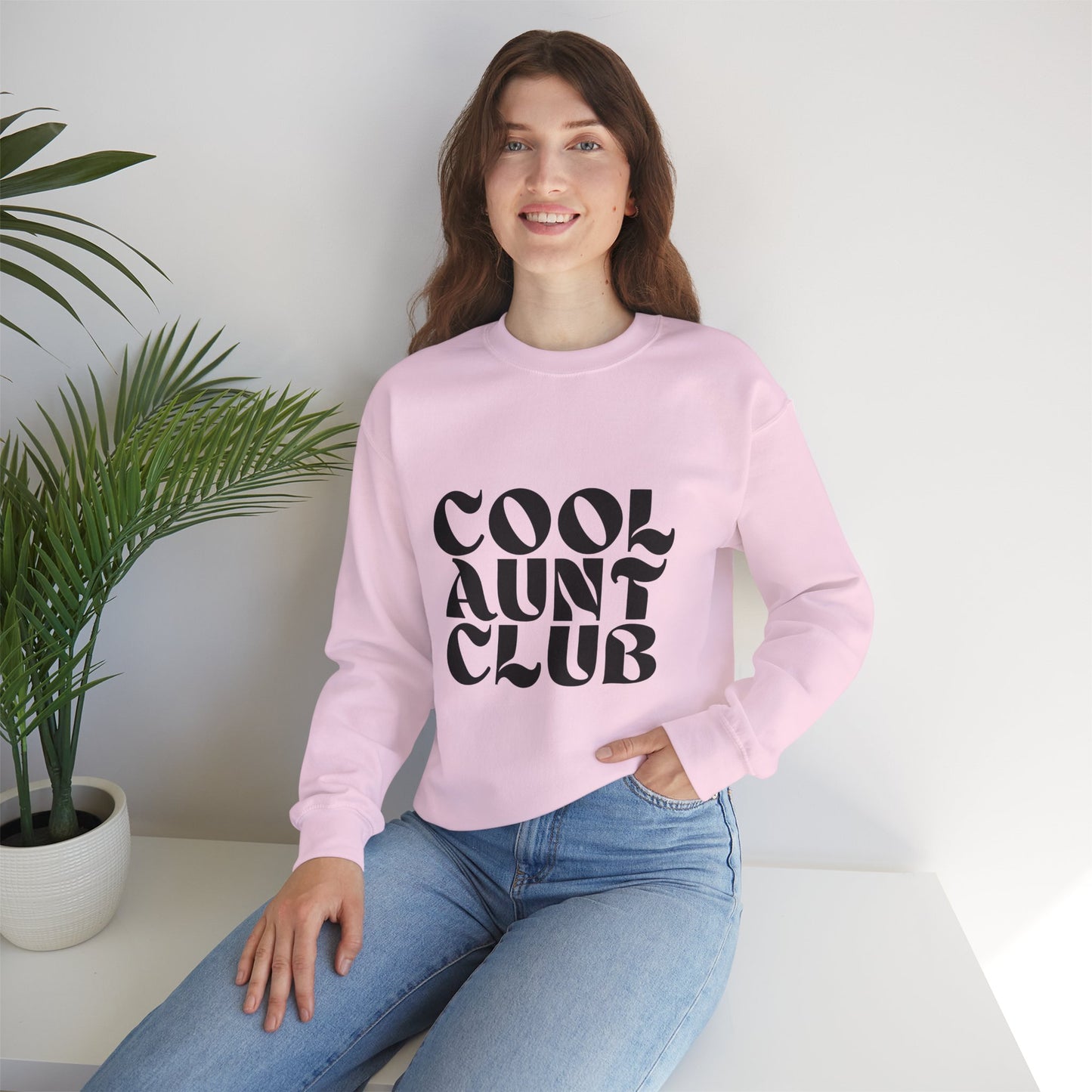 “Cool Aunt Club” Sweatshirt - Floral Graphic Crewneck for Stylish Aunts