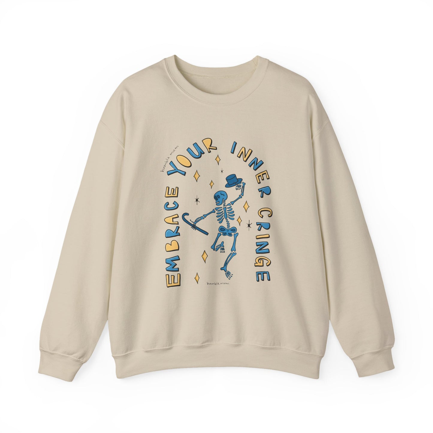 “Embrace Your Inner Cringe” Sweatshirt — Dancing Skeleton Crewneck