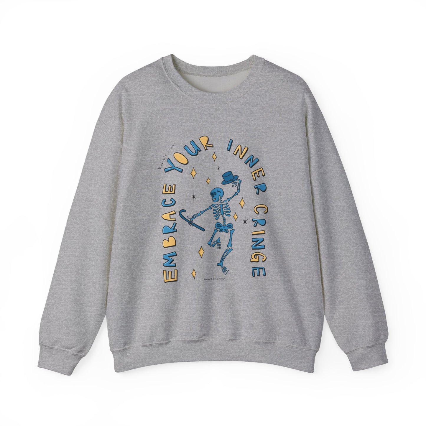 “Embrace Your Inner Cringe” Sweatshirt — Dancing Skeleton Crewneck