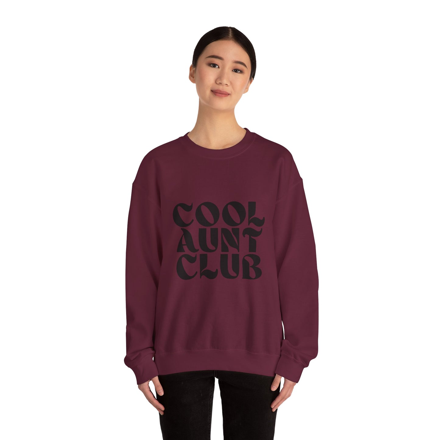 “Cool Aunt Club” Sweatshirt - Floral Graphic Crewneck for Stylish Aunts