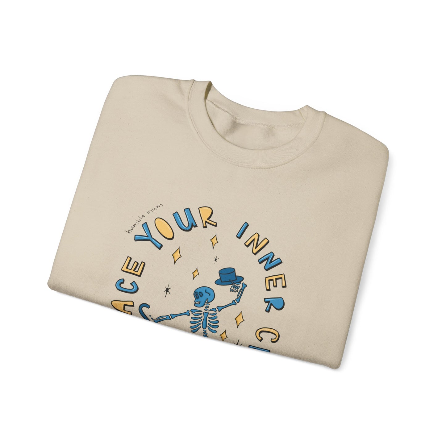 “Embrace Your Inner Cringe” Sweatshirt — Dancing Skeleton Crewneck