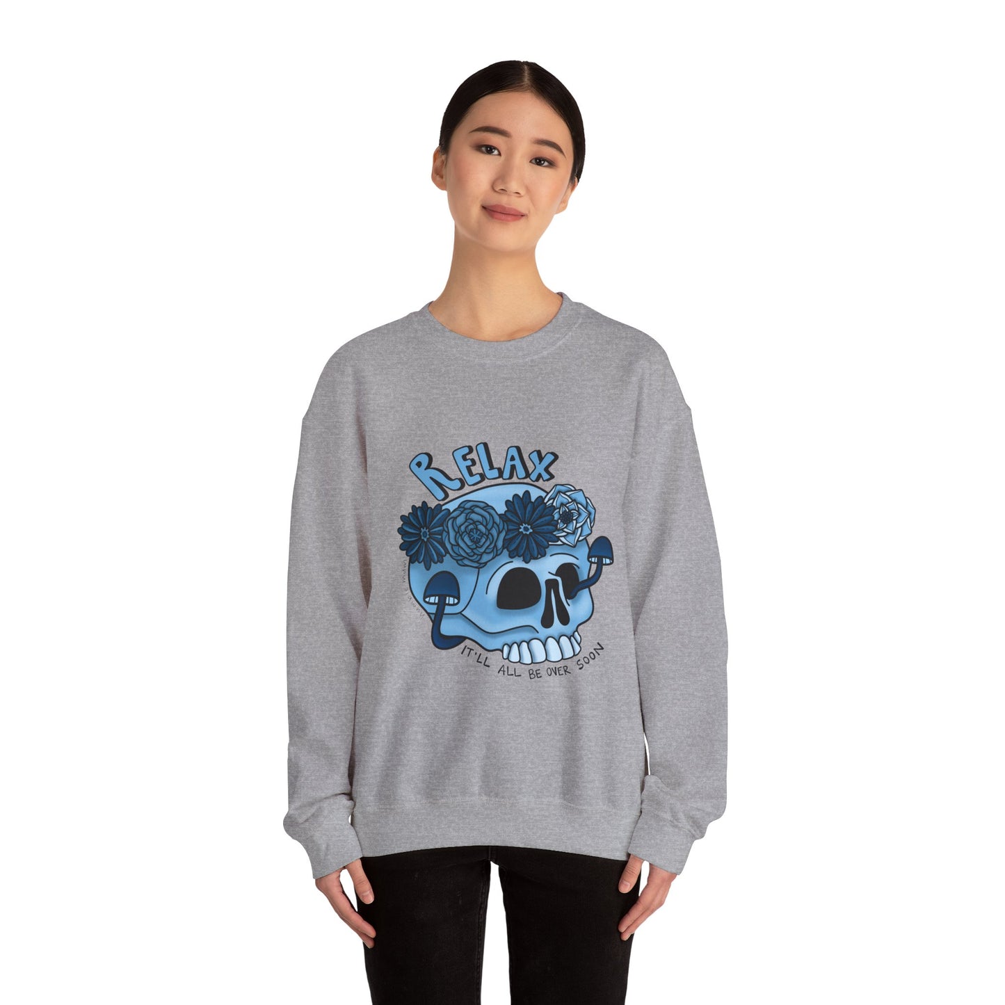 “Relax” Skull Floral Sweatshirt