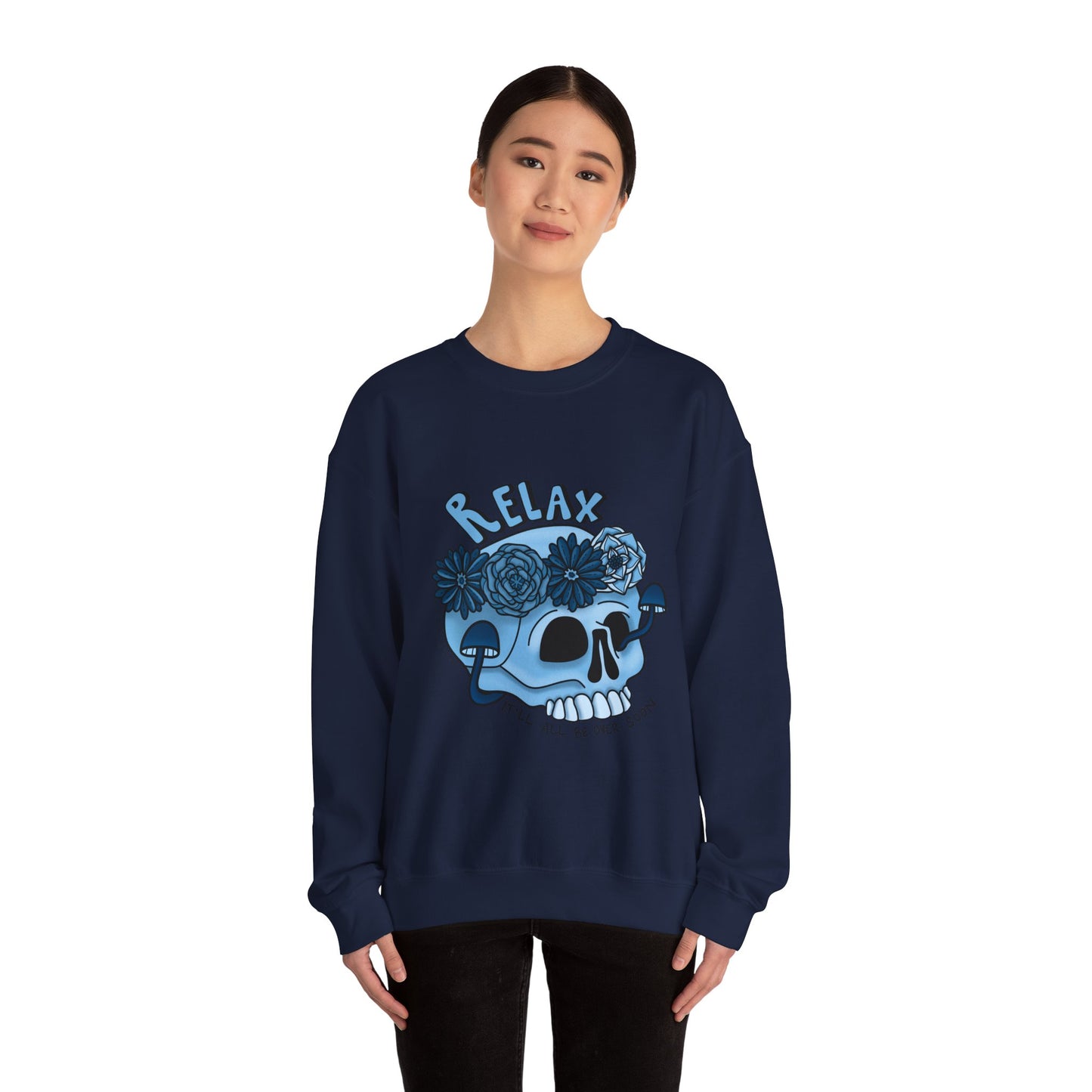 “Relax” Skull Floral Sweatshirt