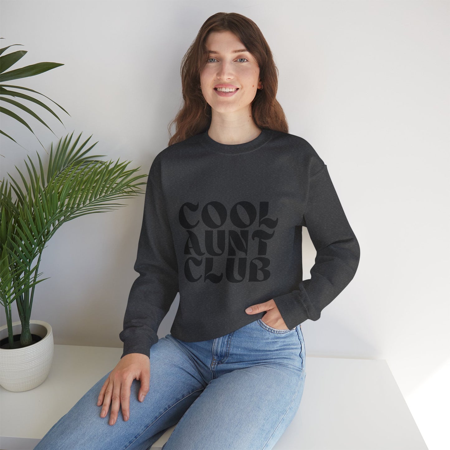 “Cool Aunt Club” Sweatshirt - Floral Graphic Crewneck for Stylish Aunts