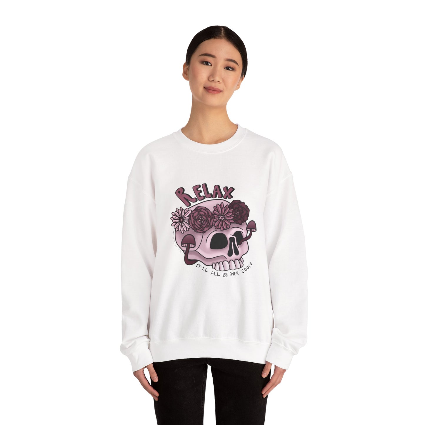 “Relax” Skull Floral Sweatshirt