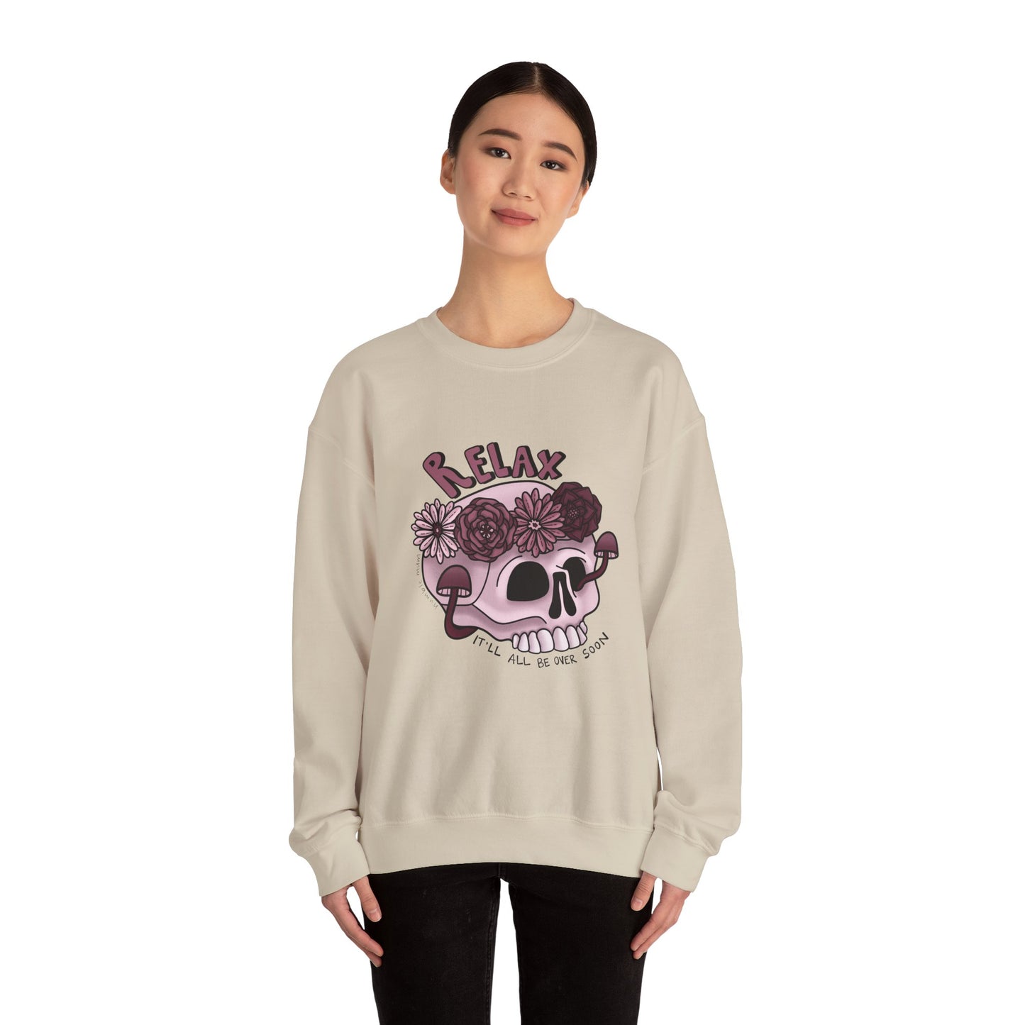 “Relax” Skull Floral Sweatshirt