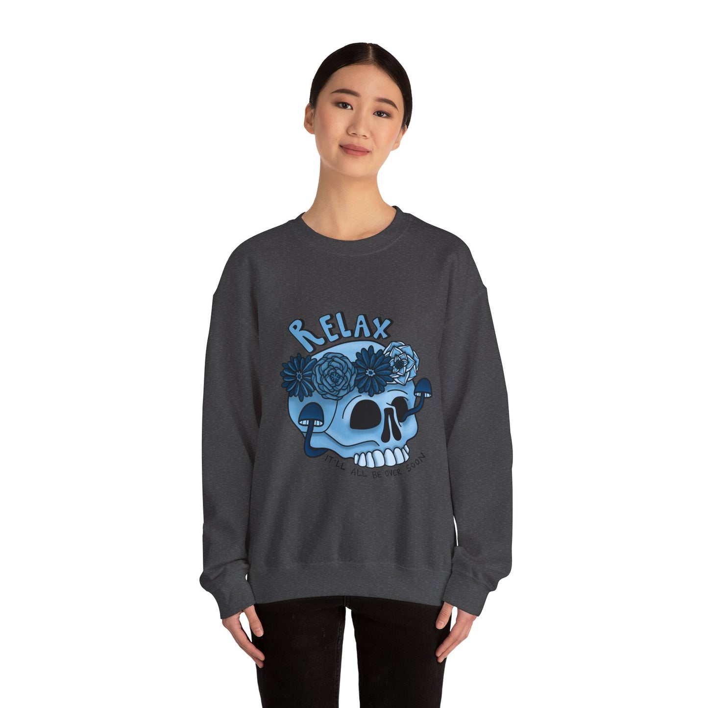 “Relax” Skull Floral Sweatshirt