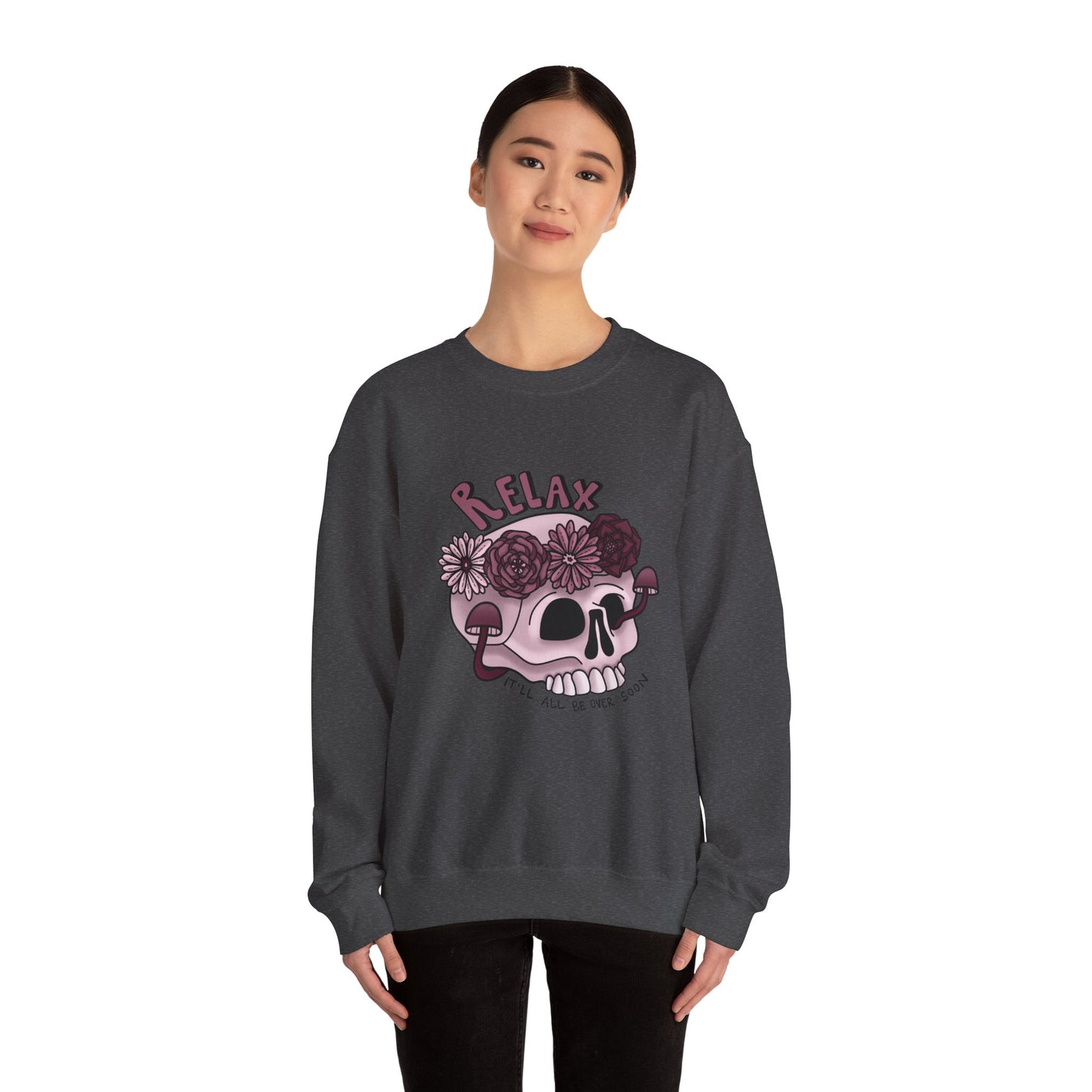 “Relax” Skull Floral Sweatshirt