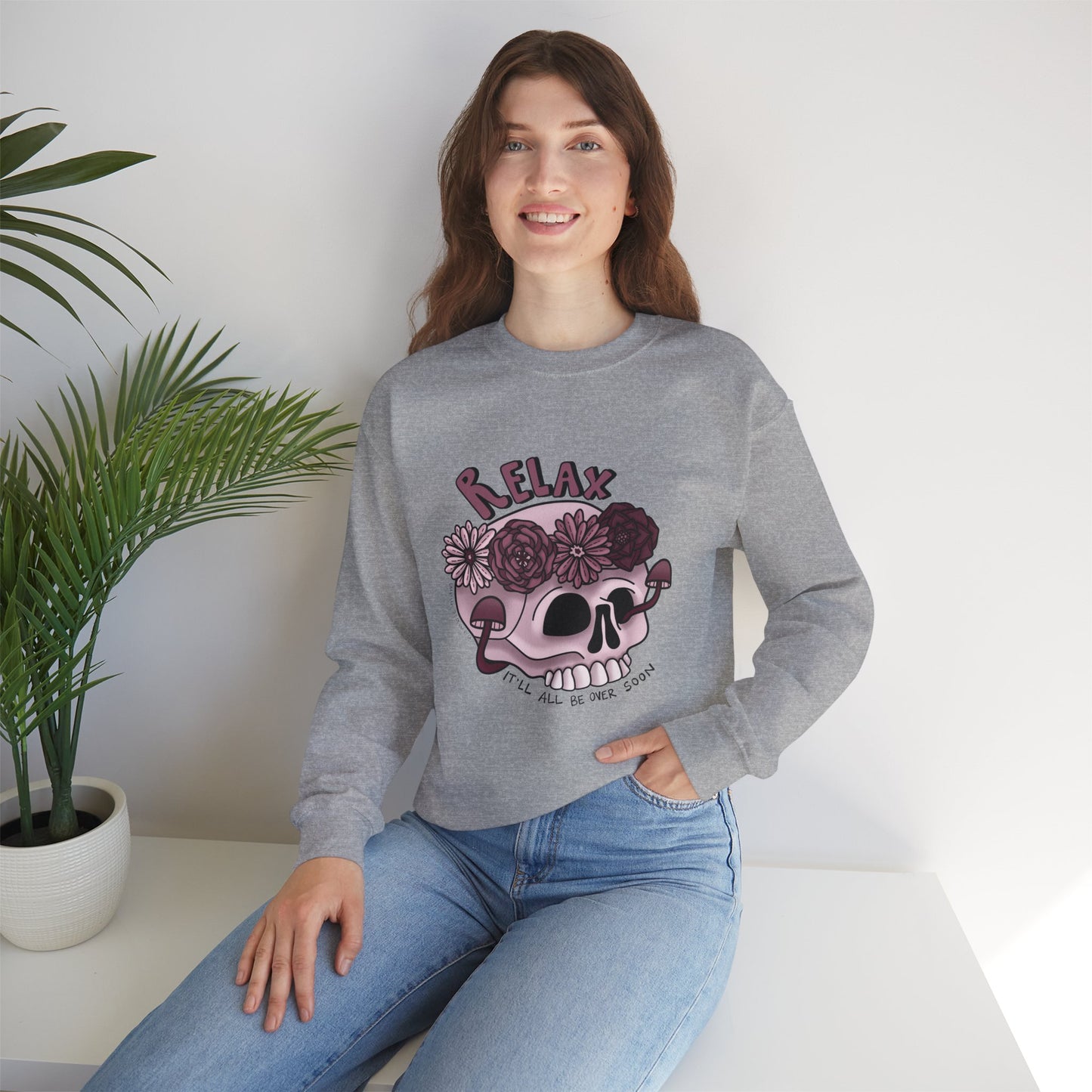 “Relax” Skull Floral Sweatshirt