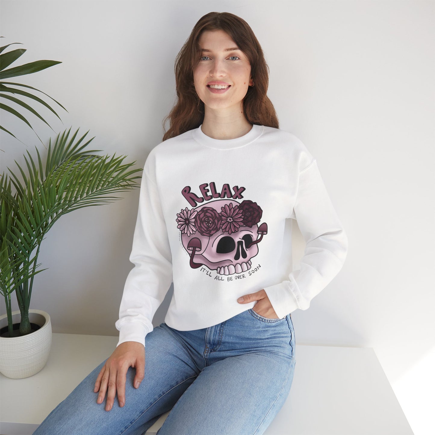 “Relax” Skull Floral Sweatshirt
