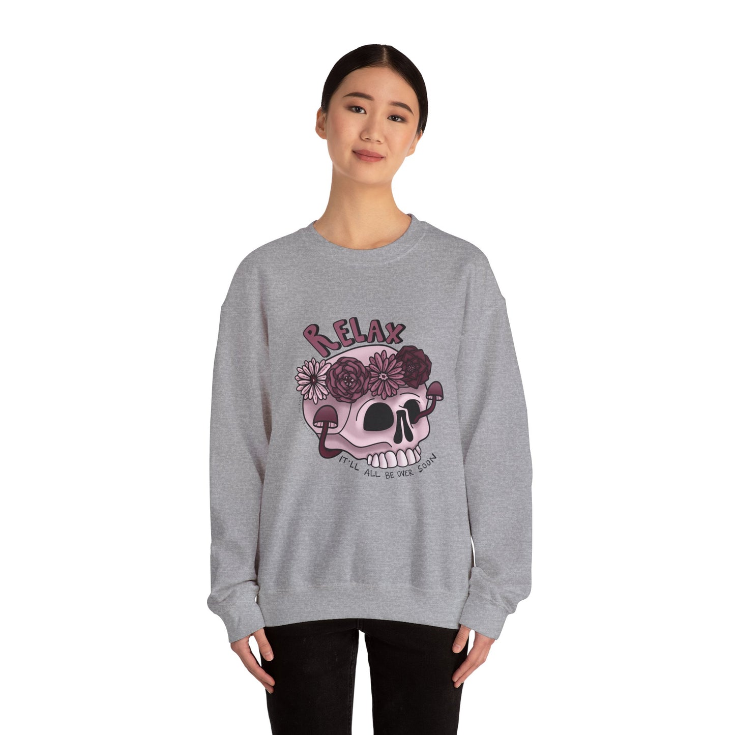 “Relax” Skull Floral Sweatshirt