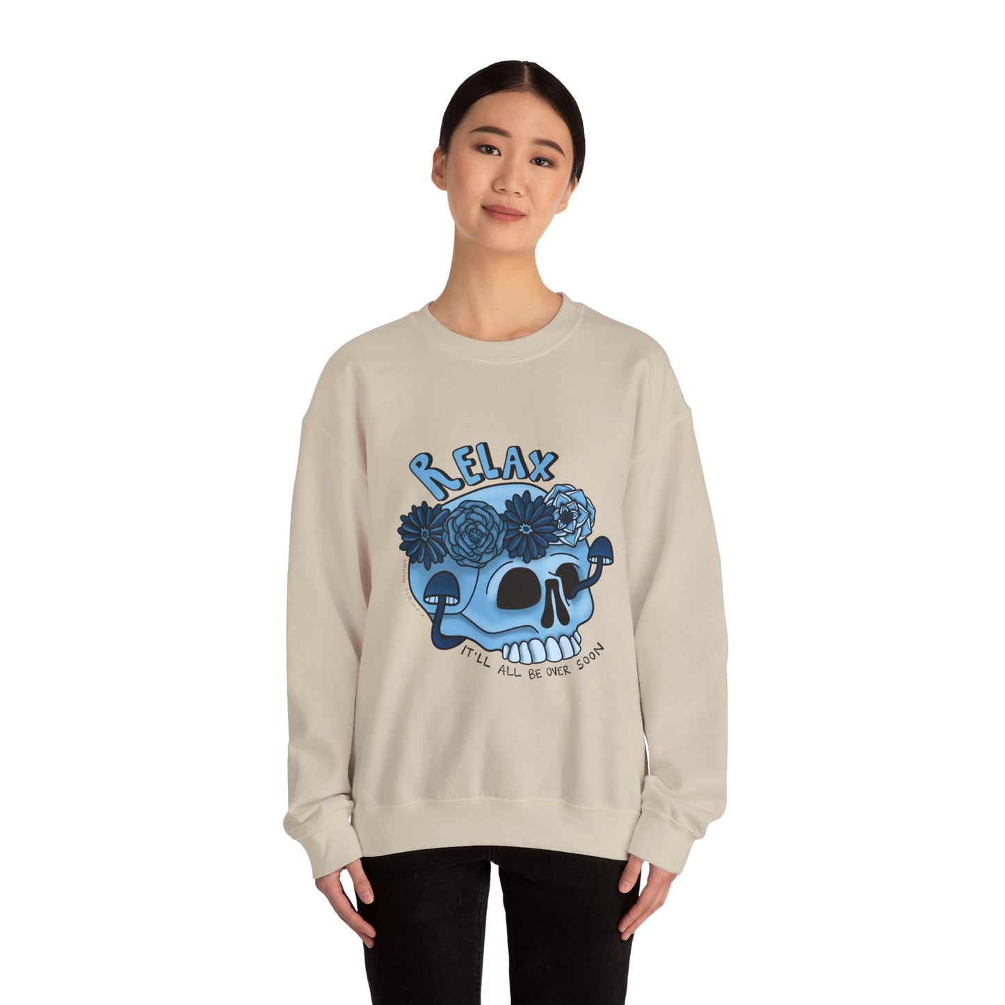 “Relax” Skull Floral Sweatshirt