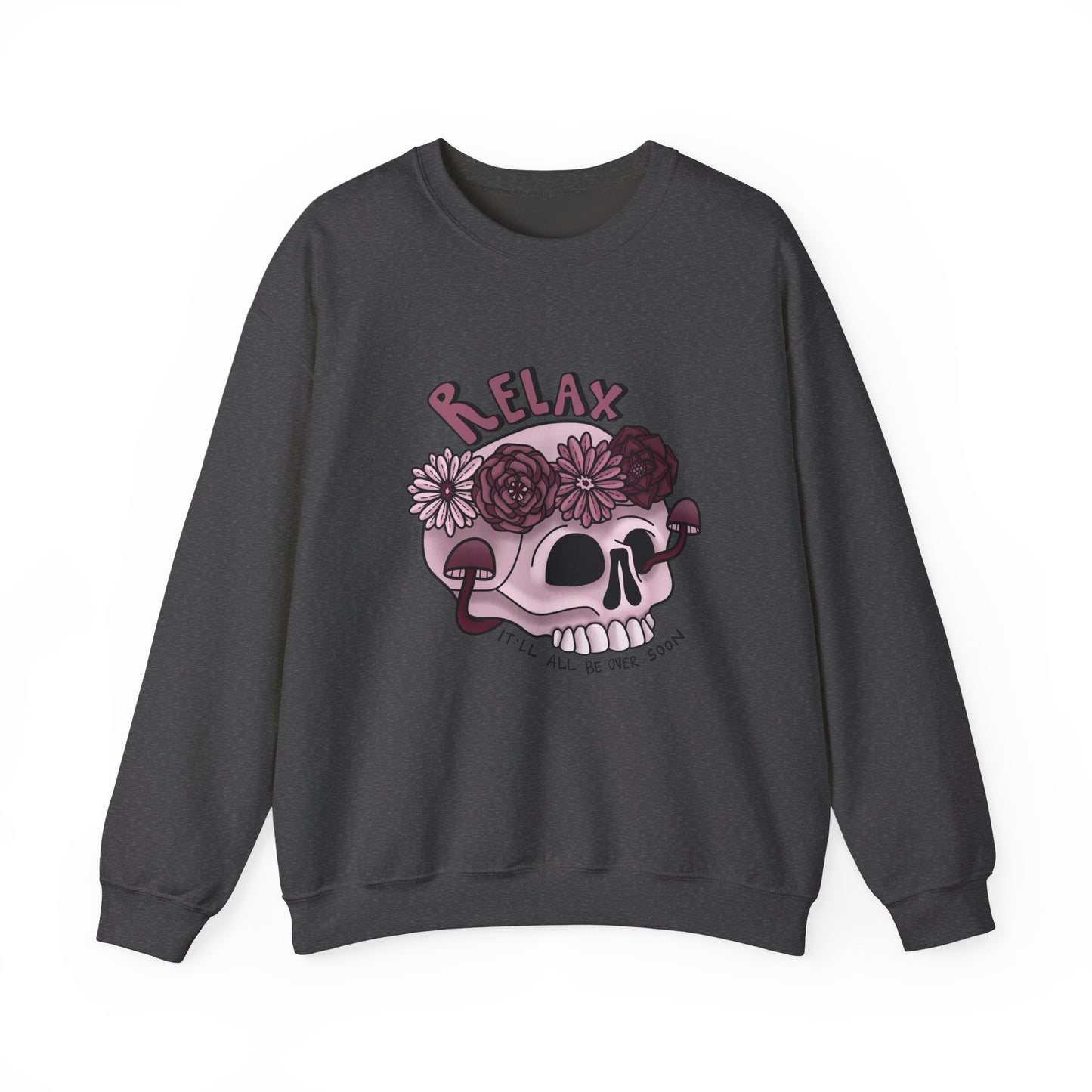 “Relax” Skull Floral Sweatshirt